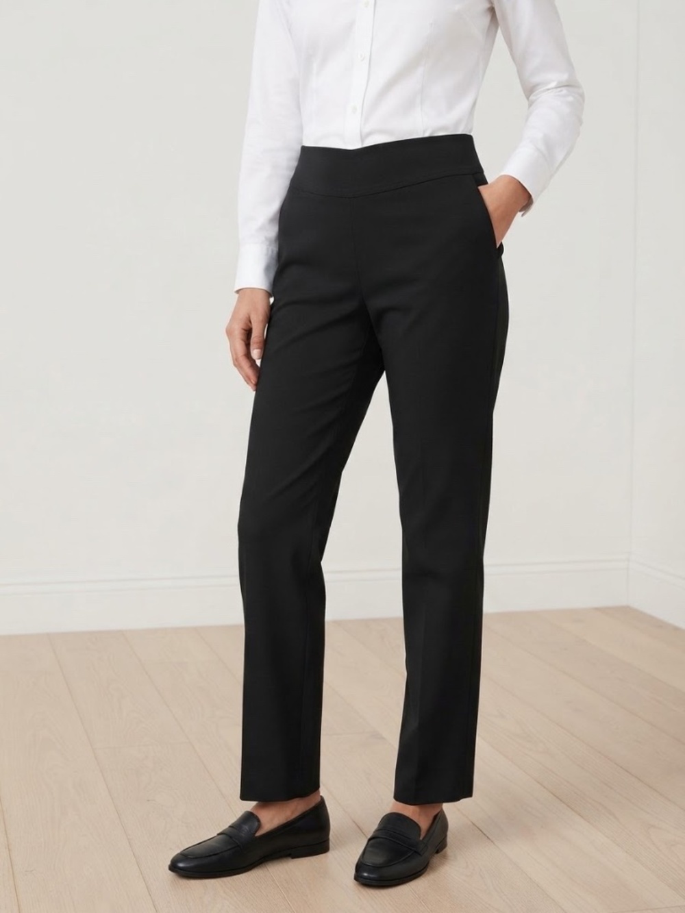 A-K-R-I-S Punti Cotton Black Trousers with Waist & Ankle Zip Size 6